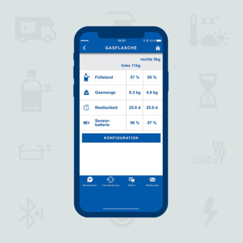 Appdarstellung mit Camping-Icons der Firma Truma