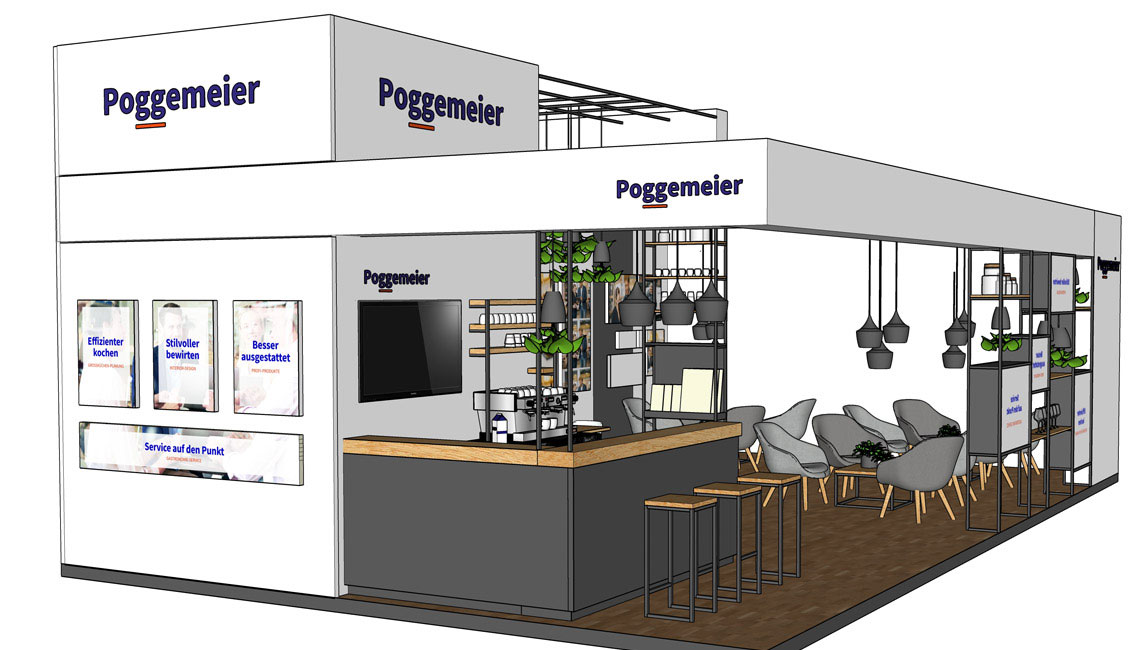 konzeptionelle Darstellung des Poggemeier Messestands in CAD